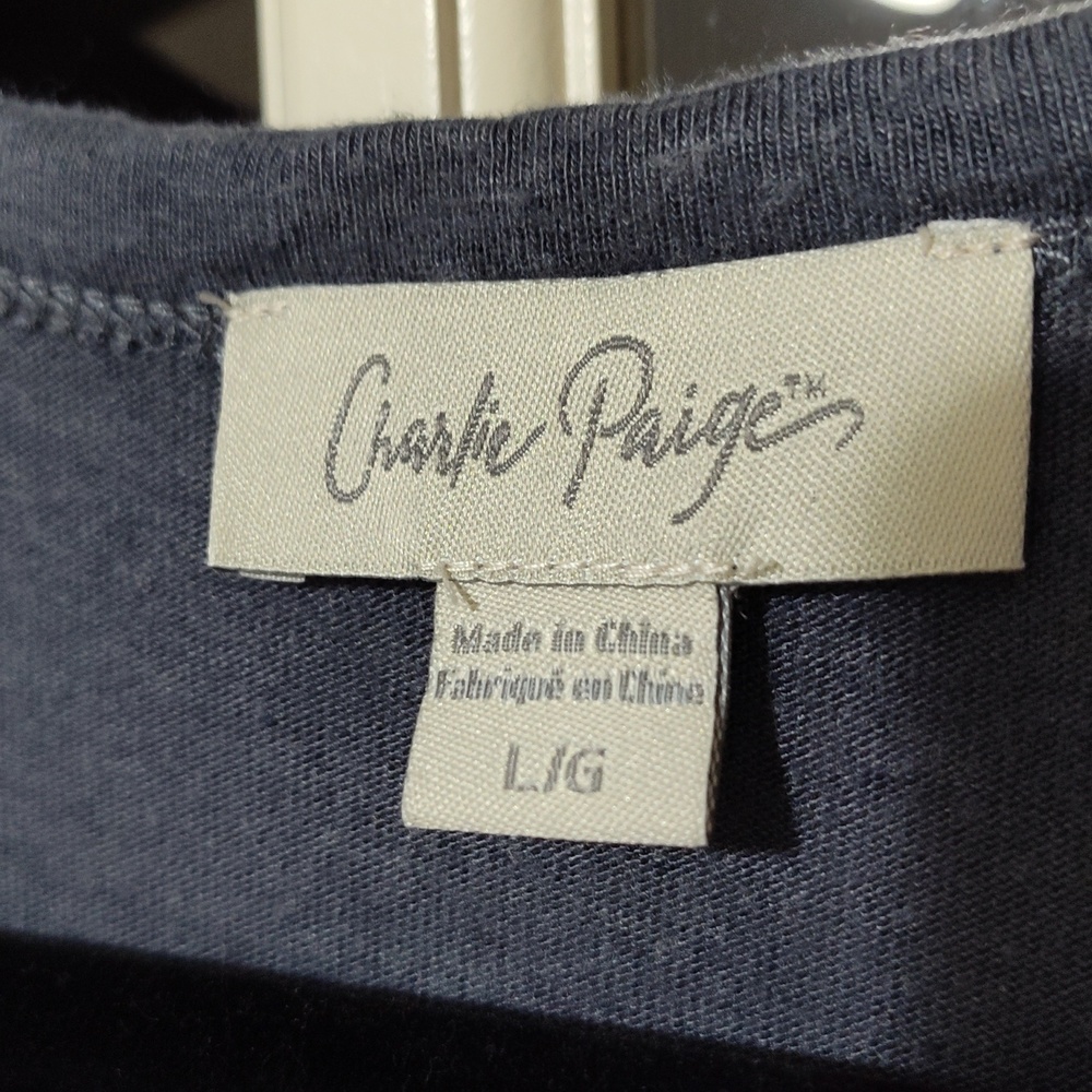 ⚡2/$10 Charlie Paige Blue-Gray Long Sleeve Crew Neck Sweater, Size Large - Picture 2 of 5